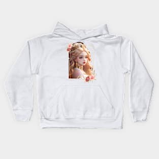 a girl with long blonde hair and a crown Kids Hoodie